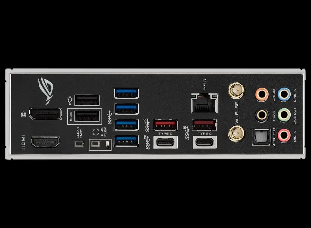 درگاههای USB و شبکه مادربرد Z690-F ایسوس نمای پشت پنل مادربرد ROG STRIX Z690-F GAMING WIFI